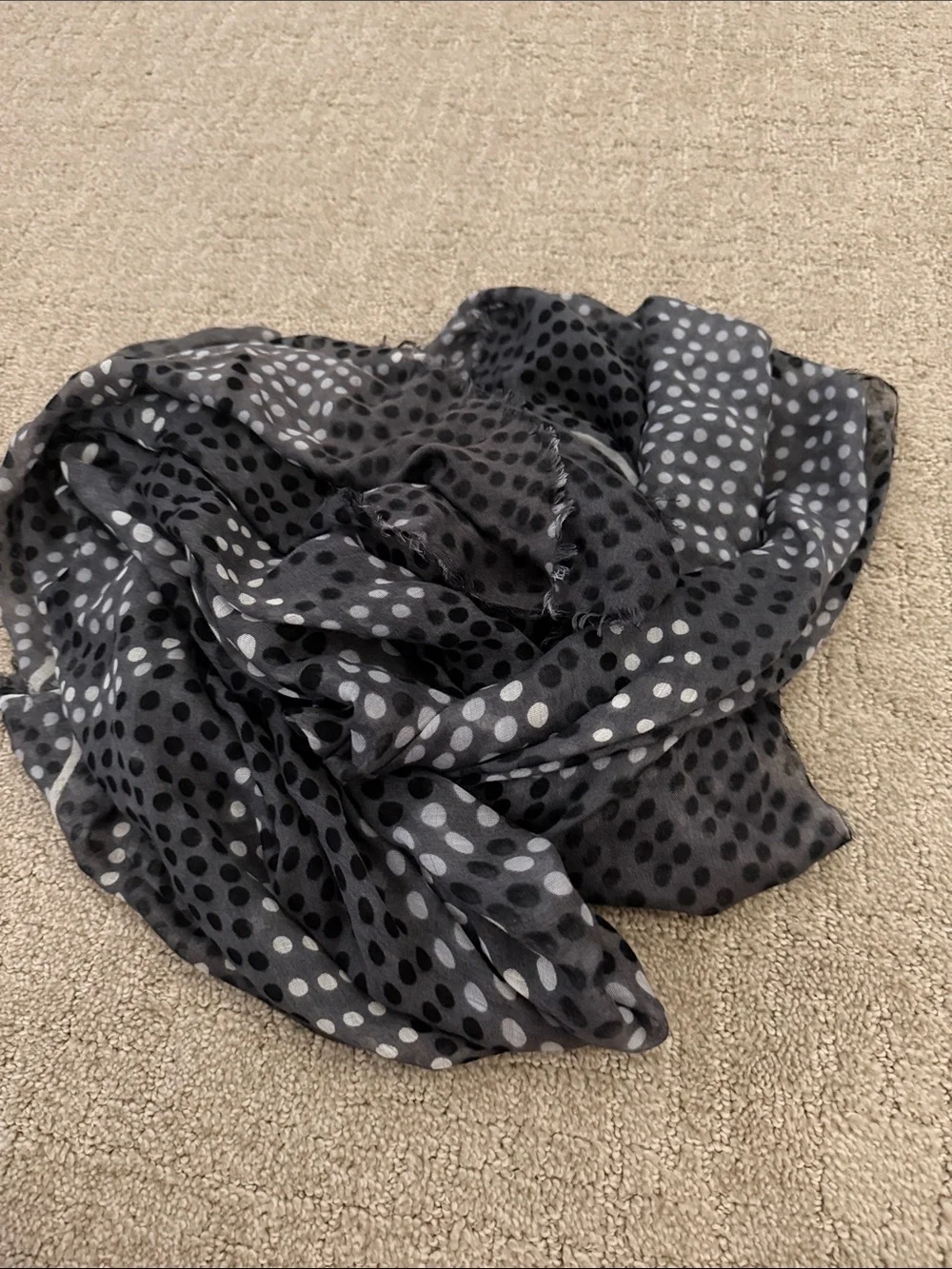 Black and Gray Polka Dot Lightweight Women's Scarf